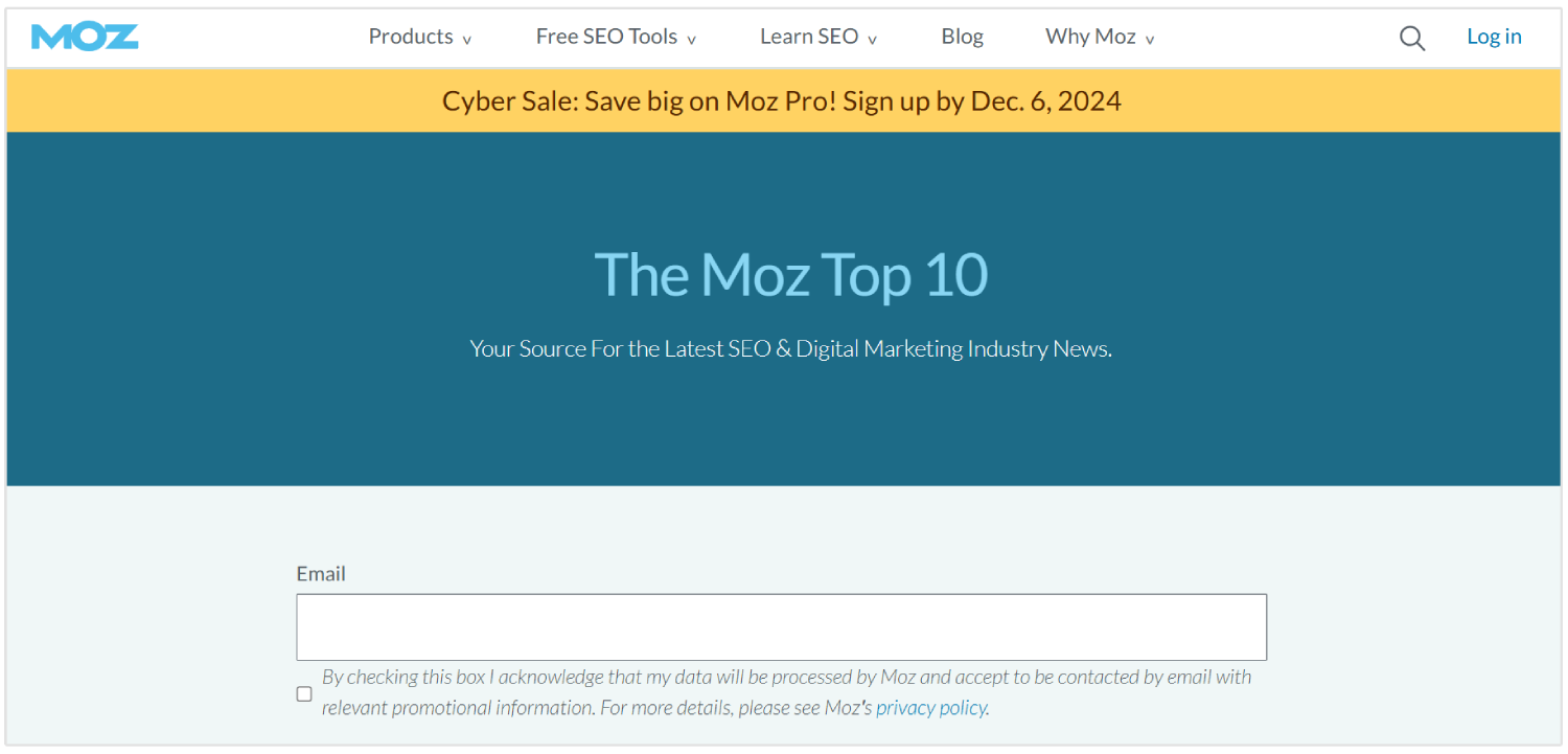 Moz Top10 newsletter